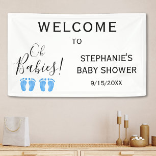Banderoles Oh Baby Twin Boys Baby shower Bienvenue
