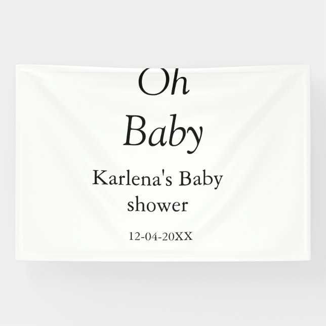 Banderoles Oh bébé ajouter nom baby shower date simple minimu (Horizontal)