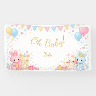 Banderoles Oh Bébé, Lapin Mignon Douche de Révélation du Sexe