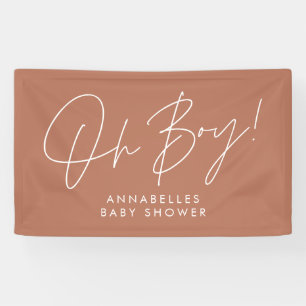 Banderoles oh Boy baby shower script moderne terre cuite chic