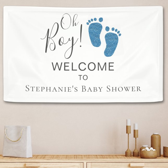 Banderoles Oh Boy Blue Parties scintillant Pieds Baby shower  (Créateur téléchargé)
