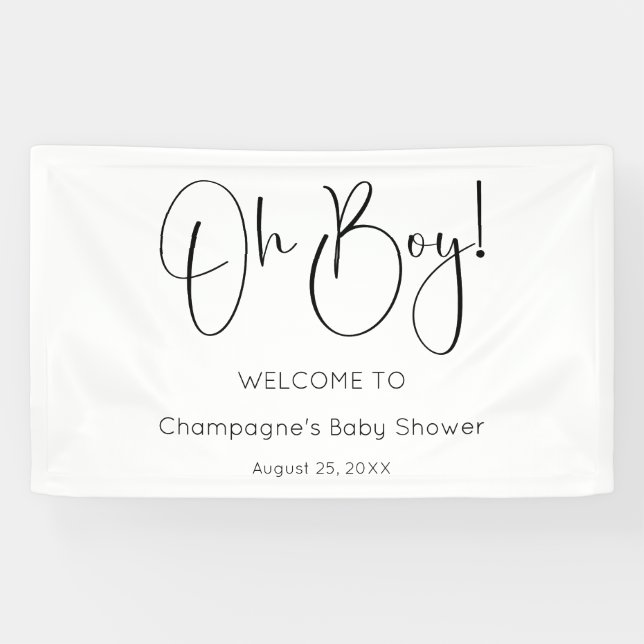 Banderoles Oh Boy Modern Script Baby shower (Horizontal)