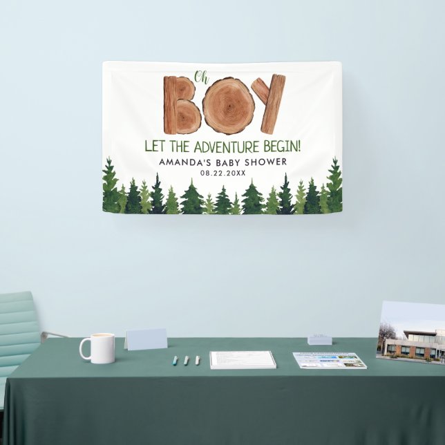 Banderoles Oh Boy - Rustic Boy Baby shower Woodland (Salon professionnel)