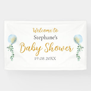 Banderoles Oh Garçon Bébé Bleu Balloon Eucalyptus