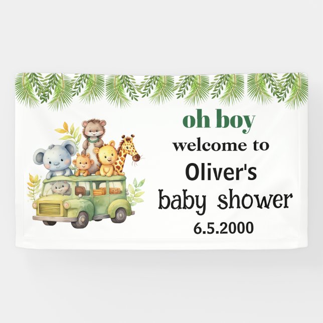 Banderoles oh garçon mignon jungle safari animaux baby shower (Horizontal)