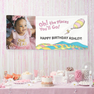 Banderoles Oh! Les Endroits où tu iras ! Fille Anniversaire