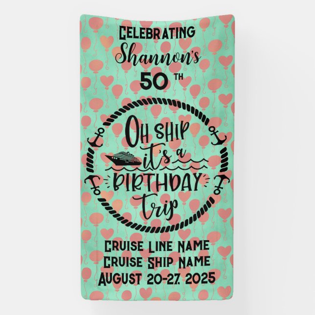 Banderoles Oh Ship C'est une porte de croisière d'anniversair (Verticale)