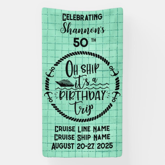 Banderoles Oh Ship C'est une porte de croisière d'anniversair (Verticale)
