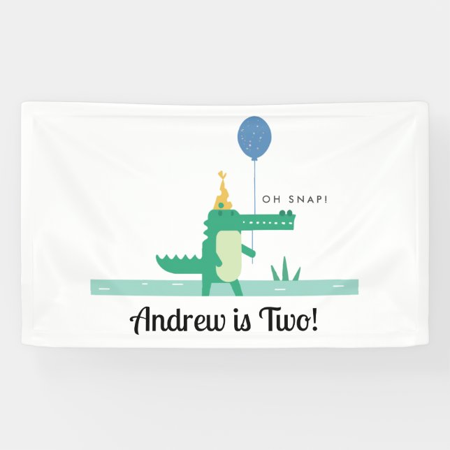Banderoles Oh Snap mignon Alligator Anniversaire de enfant Pa (Horizontal)