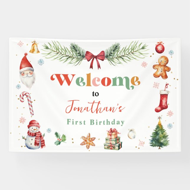 Banderoles Oh What Fun First Noël Anniversaire Fête Bienvenue (Horizontal)