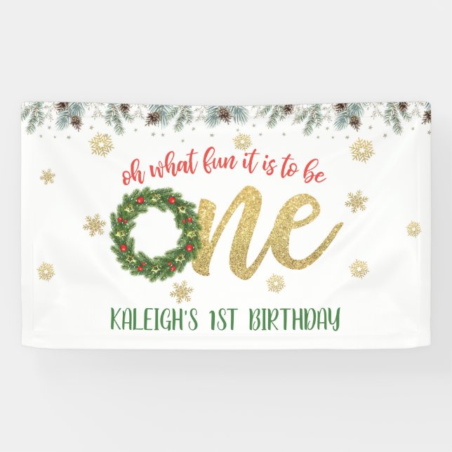 Banderoles Oh What Fun it to Be One Christmas - Wreath - (Horizontal)