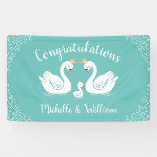 Banderoles Oiseau Baby shower de cygnes avec coEd de couronne