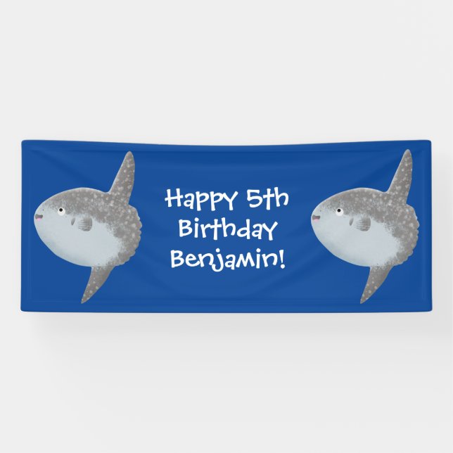 Banderoles Oiseau de mer mola mola mignonne caricature (Horizontal)