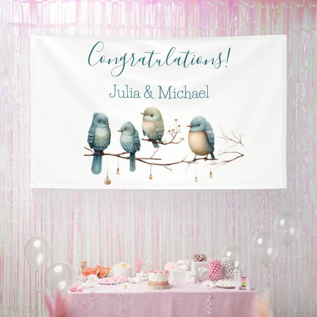 Banderoles Oiseaux de Whimsical sur Branches Baby shower Past (Fête)