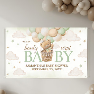Banderoles On peut attendre le Baby shower de l'ours vert