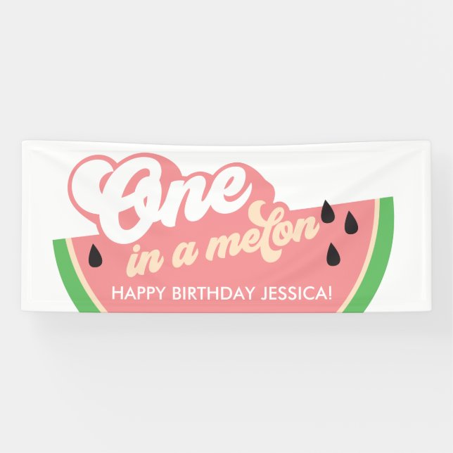 Banderoles One In a Melon First Birday Banner (Horizontal)