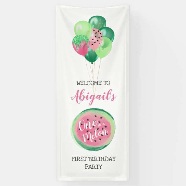 Banderoles One in the Melon Balloons 1st Birthday Party Welco (Vertical)