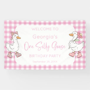 Banderoles One Silly Goose Pink 1er Anniversaire Bienvenue