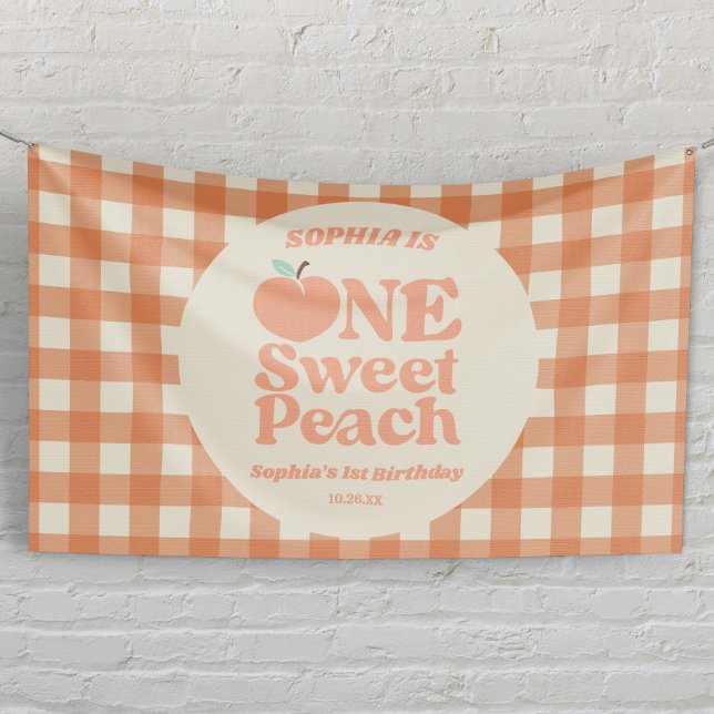 Banderoles One Sweet Peach Orange Première fête d'anniversair (Créateur téléchargé)