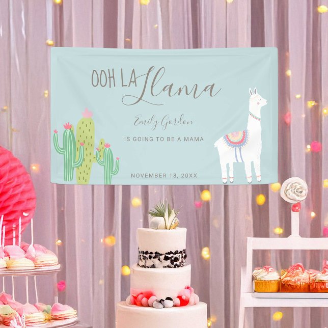 Banderoles Ooh La Llama Baby shower Succulents Cute Bleue (Créateur téléchargé)