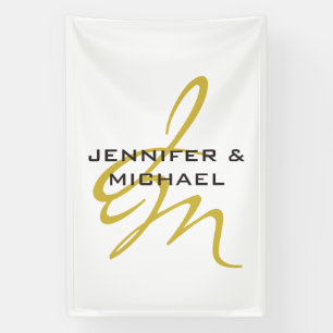 Banderoles Or Blanc Monogramme Moderne Minimaliste Uni