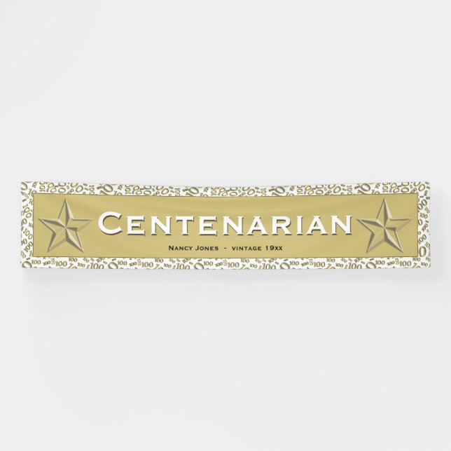 Banderoles Or d'anniversaire de "CENTENARIAN" 100th/motif (Horizontal)
