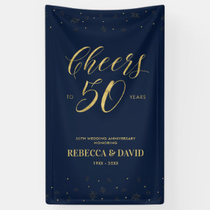 Banderoles Or et Nuit Moderne 50e Anniversaire de Mariage