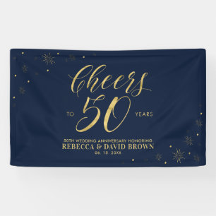Banderoles Or & Navy Moderne 50e Anniversaire de Mariage