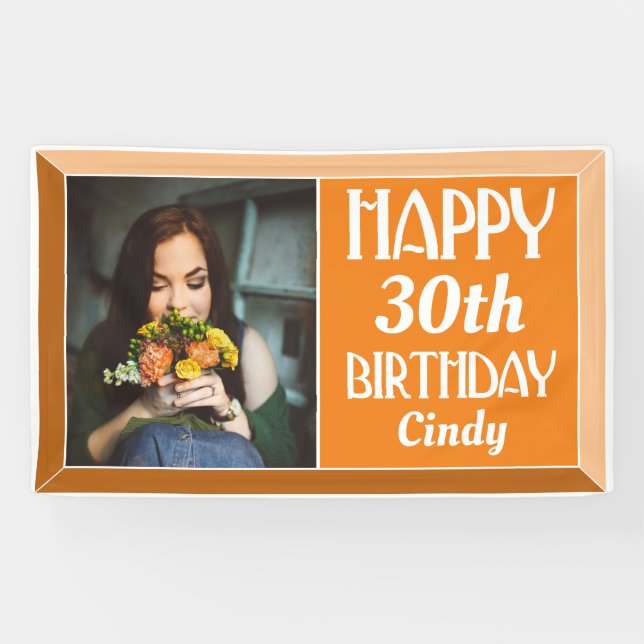 Banderoles Orange Art Déco 30e anniversaire photo (Horizontal)