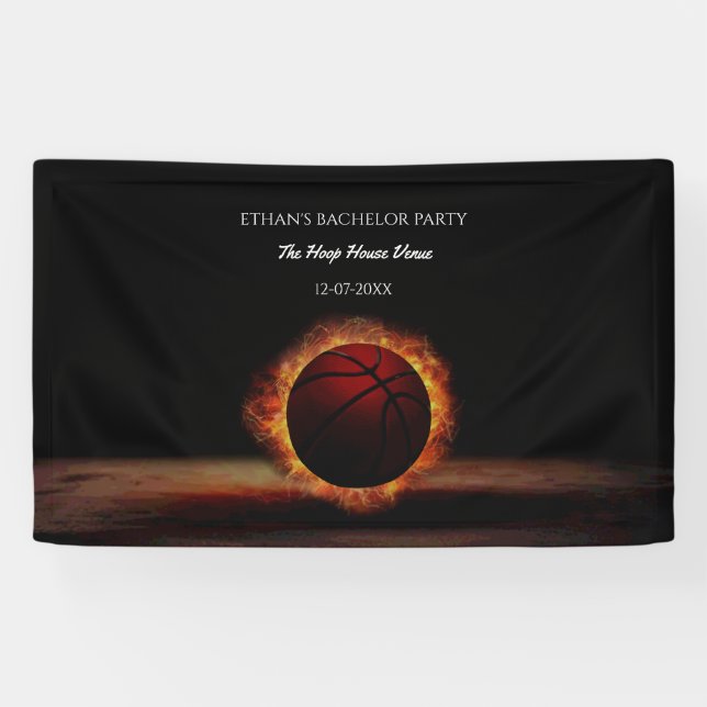 Banderoles Orange black basket-ball week-end partie - champio (Horizontal)