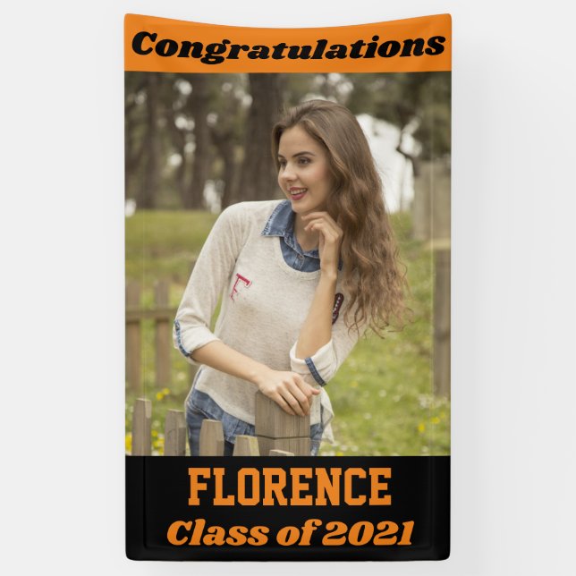 Banderoles Orange Black Félicitations Graduation (Vertical)