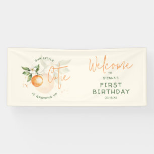 Banderoles Orange Citrus Little Cutie Bienvenue Fête d'annive