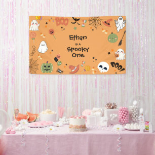 Banderoles Orange Éffrayant One mignonne Halloween 1er Annive