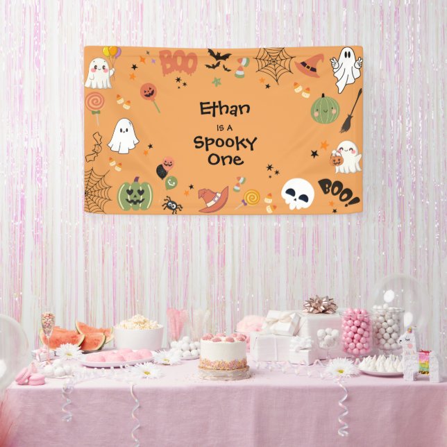 Banderoles Orange Éffrayant One mignonne Halloween 1er Annive (Fête)
