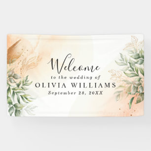 Banderoles Orange Elégant romantique eucalyptus feuille rusti