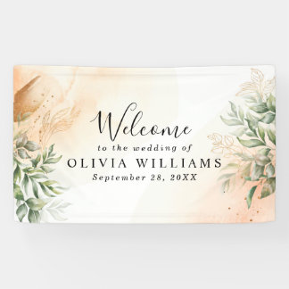 Banderoles Orange Elégant romantique eucalyptus feuille rusti