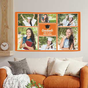 Banderoles Orange Graduate Photo Collage Party Graduate