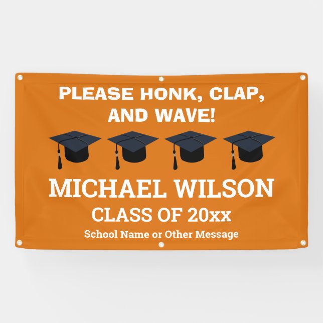Banderoles Orange Graduation Félicitations Graduate Party (Horizontal)