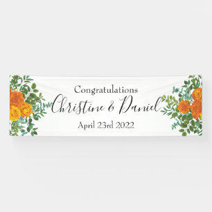 Banderoles Orange Mariage Peony Rose Floral