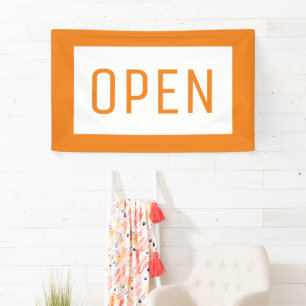 BANDEROLES ORANGE OUVRIR SIGN BANNER
