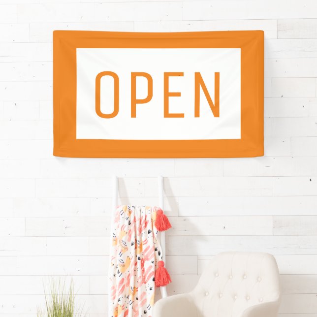 BANDEROLES ORANGE OUVRIR SIGN BANNER (En situation)