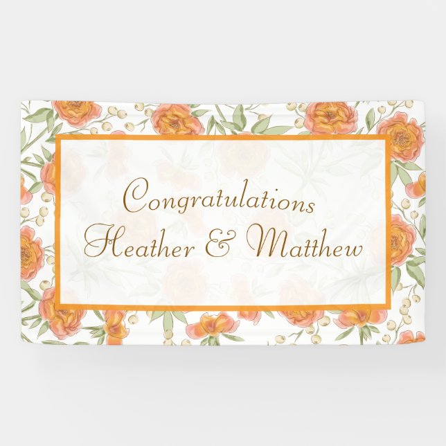 Banderoles Orange Rose Wedding (Horizontal)