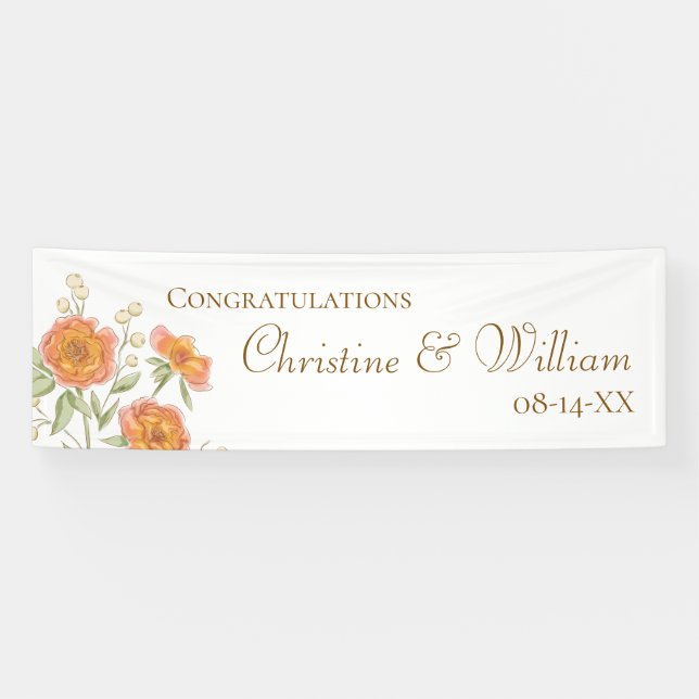 Banderoles Orange Rose Wedding (Horizontal)