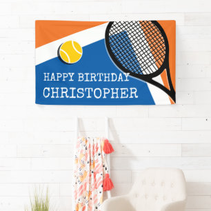 Banderoles Orange - terrain de tennis bleu, personnalisable