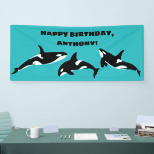 Banderoles Orcas Killer Whales Turquoise Blue Anniversaire