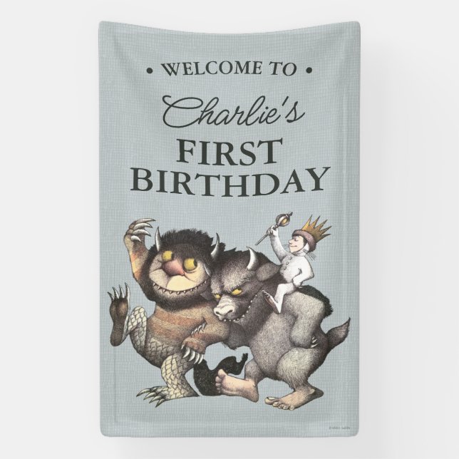 Banderoles Où les choses sauvages sont 1er anniversaire (Verticale)