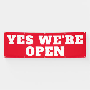 Banderoles Oui Nous sommes Open Bold Red White Business Outdo