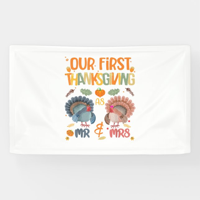 Banderoles Our First Thanksgiving M. et Mme Couple Married 2 (Horizontal)