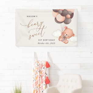 Banderoles Ours de bébé, Ballons Brown, Bienvenue pour le pre