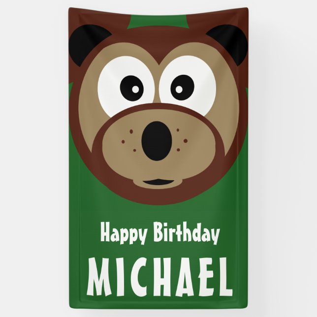 Banderoles Ours du joyeux anniversaire de l'enfant (Vertical)